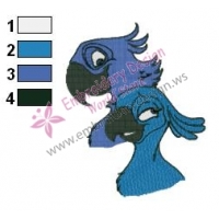 Rio Blu and Jewel Angry Birds Embroidery Design